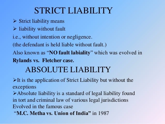 Rule of Strict Liability & Absolute Liability under Law of Torts