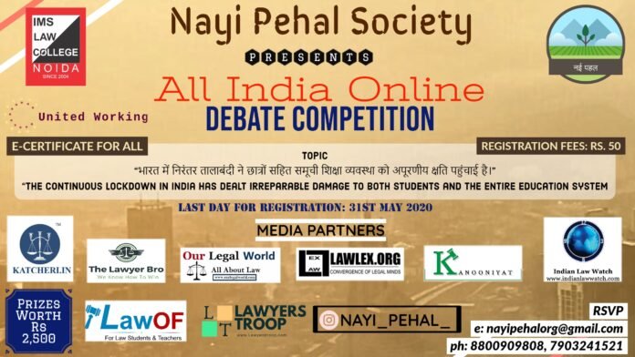 Poster - Debate Nayi Pehal-min Nayi Pehel IMS Noida, Online Debate Competition: Register Now