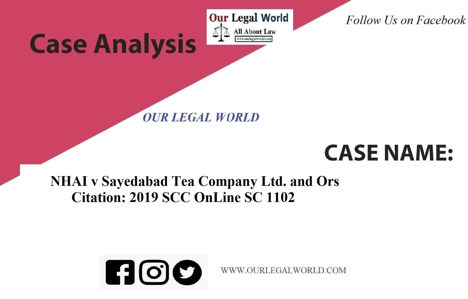 NHAI v Sayedabad Tea Company Ltd. and Ors. - Case Analysis 2019 SCC OnLine SC 1102