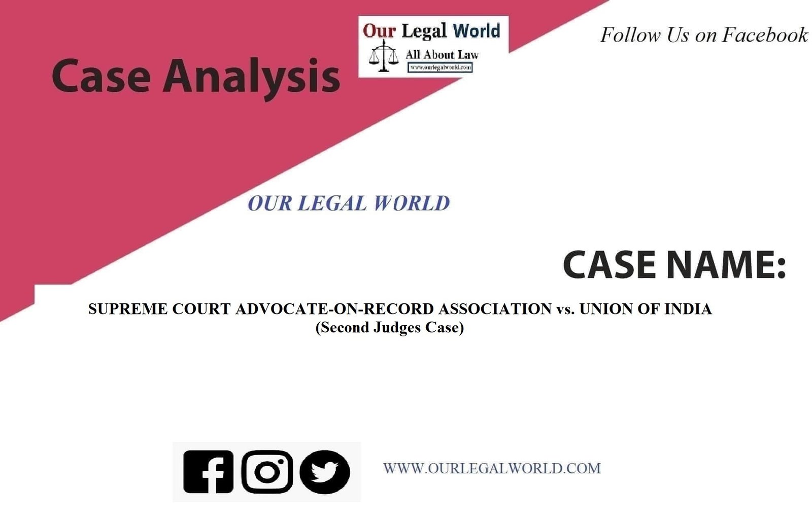 Case Study SUPREME COURT ADVOCATE-ON-RECORD ASSOCIATION vs. UNION OF INDIA (Second Judges Case)