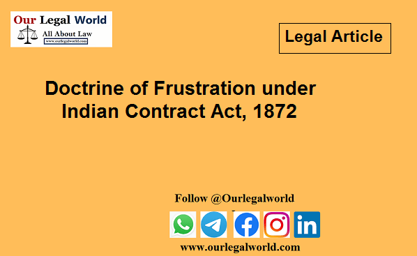 Doctrine of Frustration under Indian Contract Act 1872 Legal Article Judiciary Notes