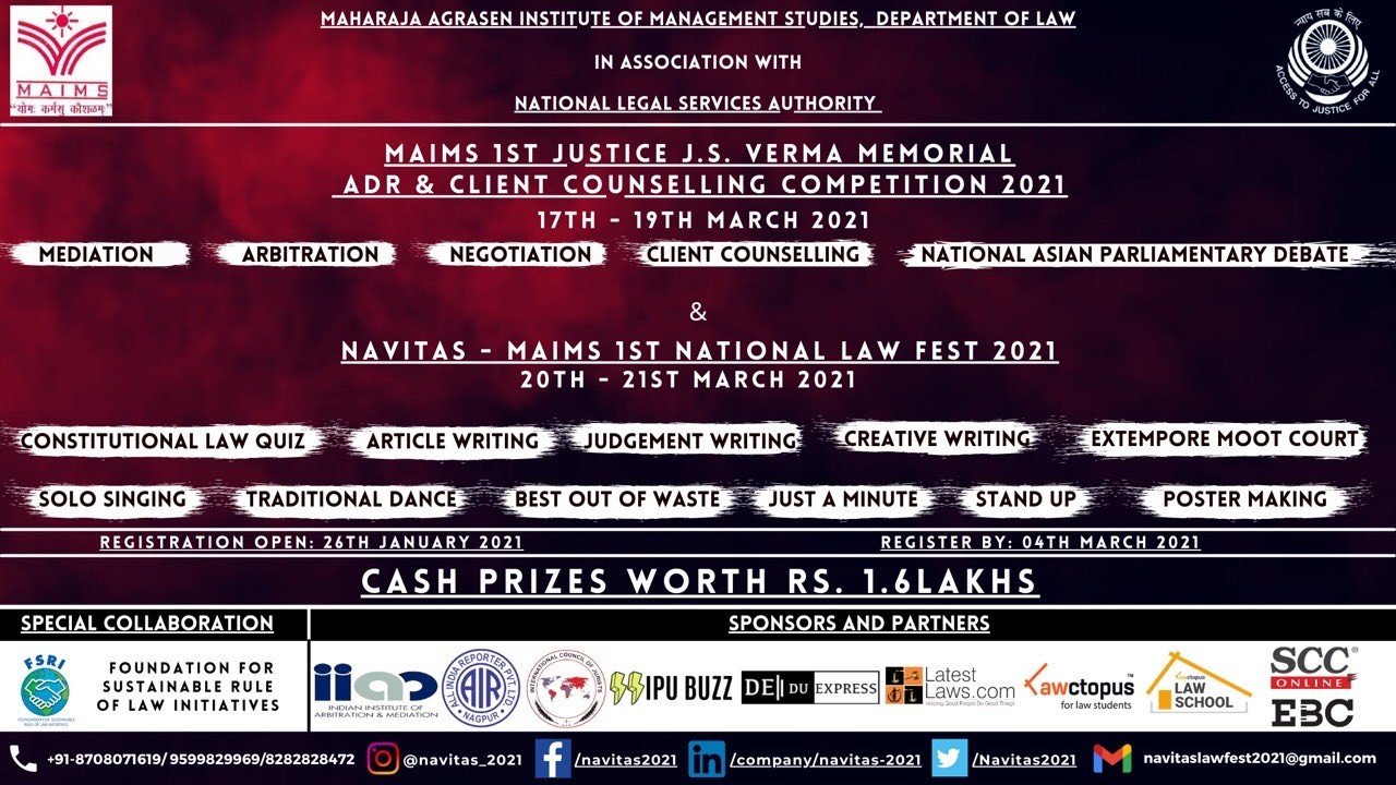 MAIMS’s 1st Justice J.S. Verma Memorial ADR & Client Counselling Competition and Law Fest our legal world