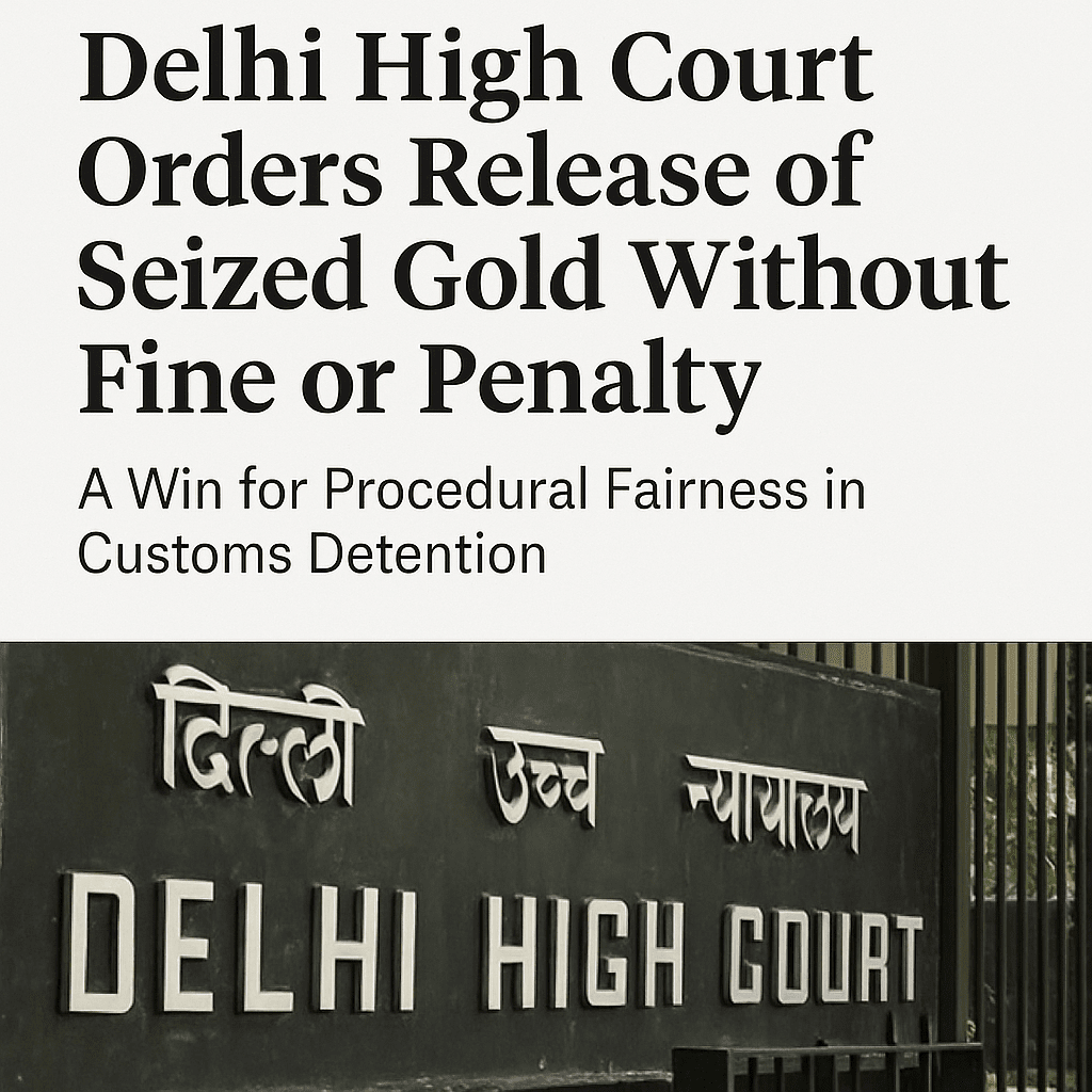 Delhi High Court Orders Release of Seized Gold Without Fine or Penalty—A Win for Procedural Fairness in Customs Detention Best customs advocate Ashish Panday