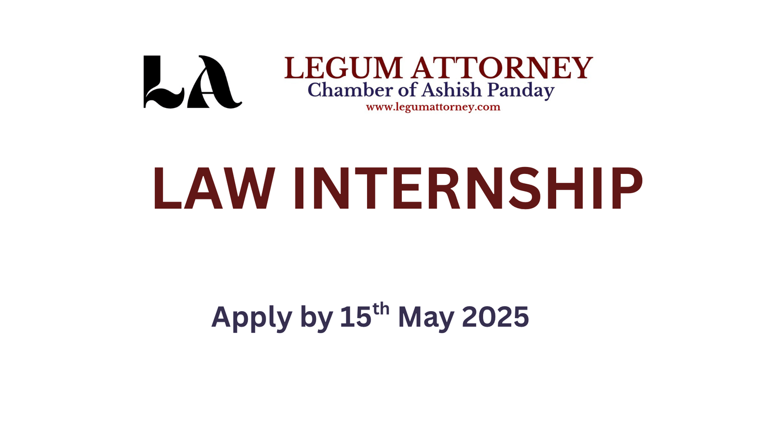Tax Law Internship at Legum Attorney [Chamber of Ashish Panday], Delhi : Apply by 15th May 2025
