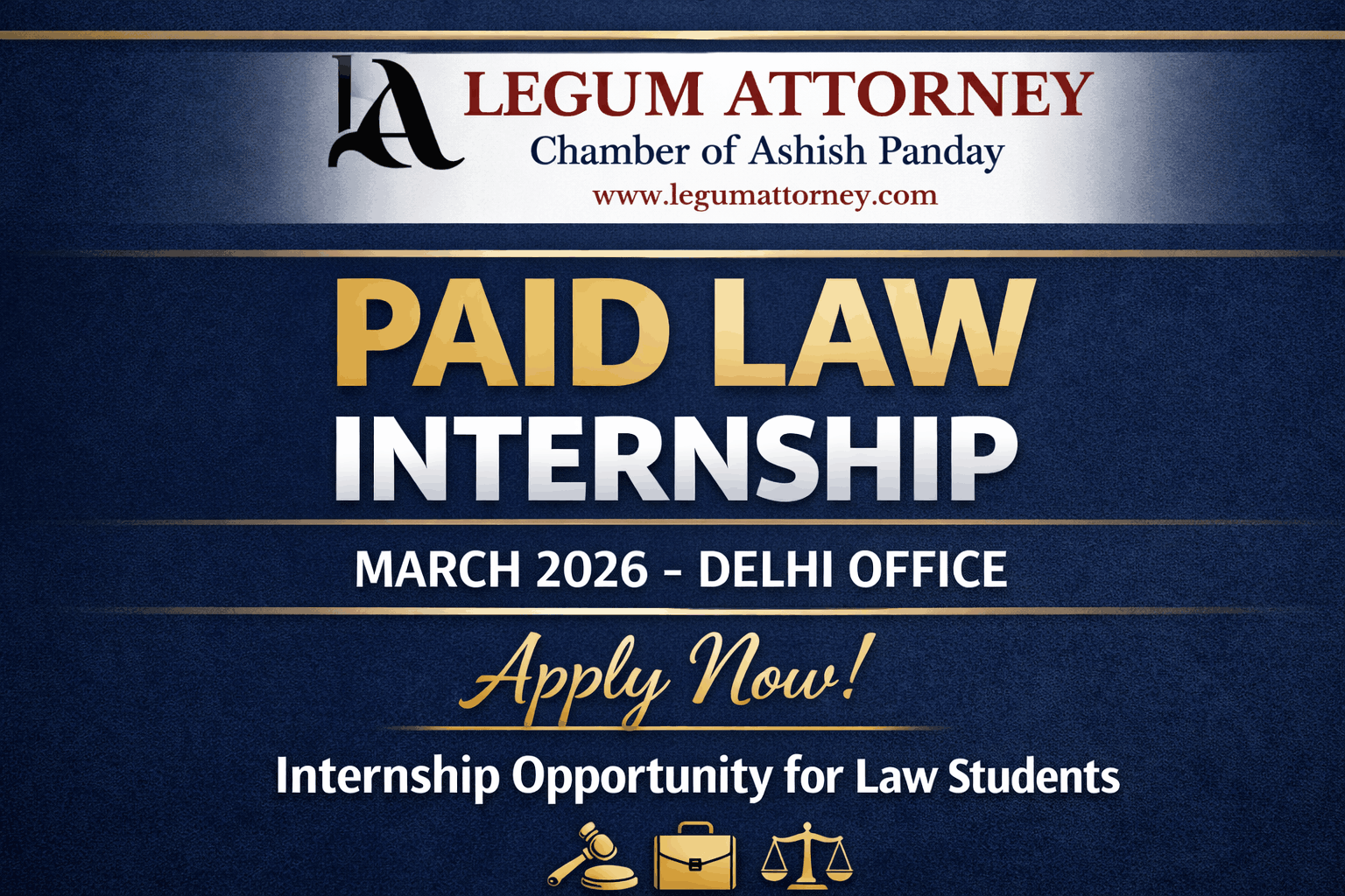 Paid Law Internship at Legum Attorney, Delhi (On-Site): Apply Now